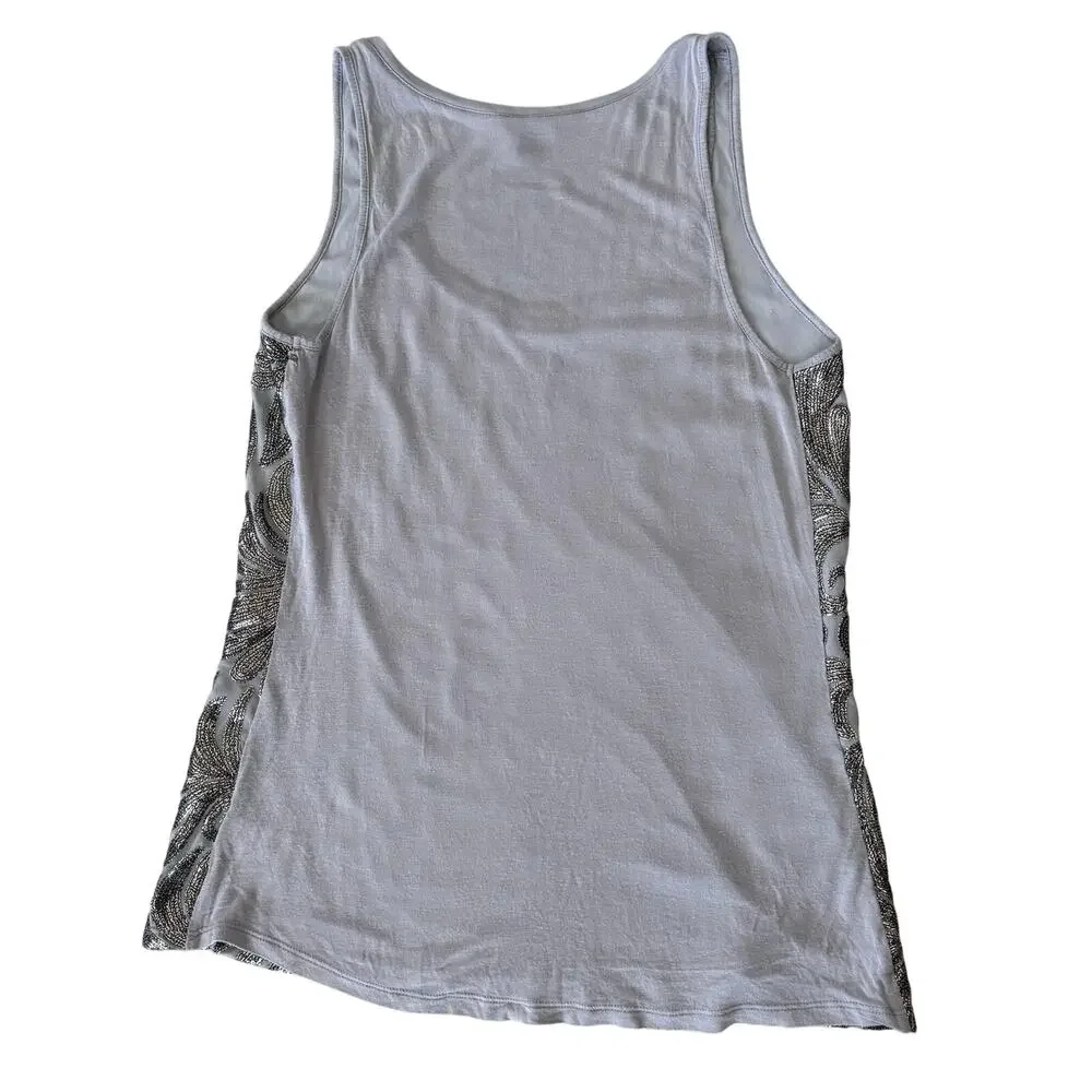 Express Silver Sequin Swirl Tank Top Y2K Glam Metallic Party Indie M Gray - Picture 7 of 7